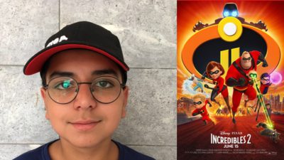 Adam bredvid superhjältefamiljen.