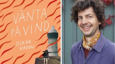 Oskar Kroon bredvid boken vänta på vind