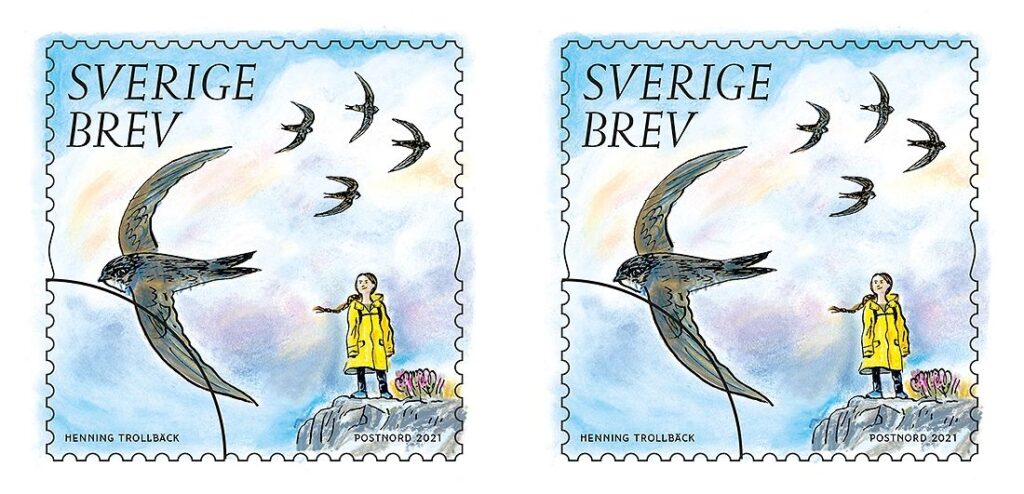 Frimärke med Greta Thunberg